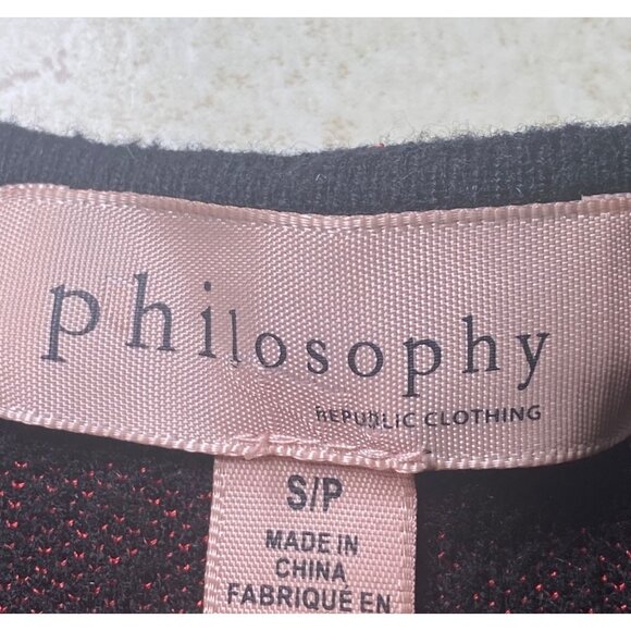 Philosophy Black Sweater With Red Heart Print Womens S Soft Cozy Valentine’s - Picture 4 of 7